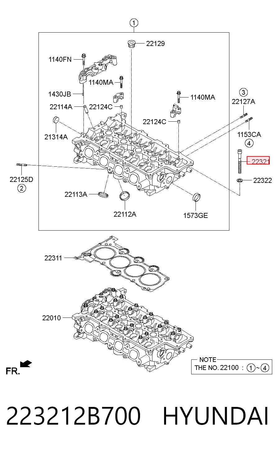 223212B700 Hyundai/Kia Pernos de culata