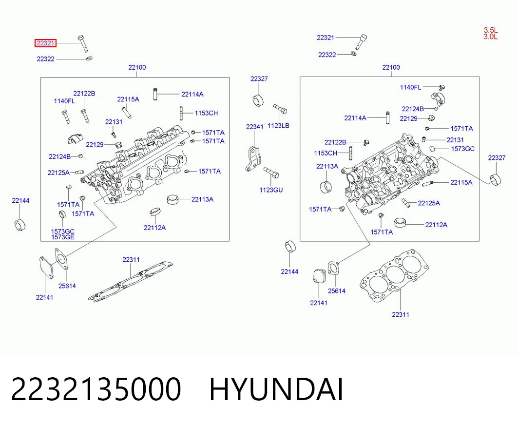 2232135000 Hyundai/Kia Pernos de culata