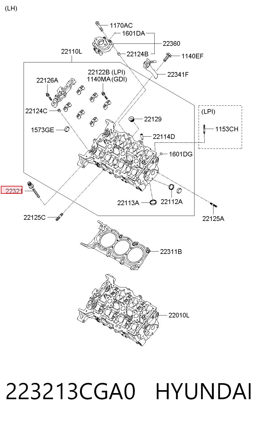 223213CGA0 Hyundai/Kia Pernos de culata