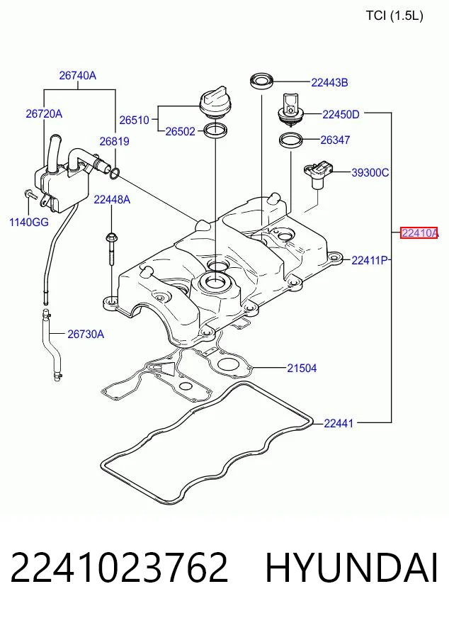 2241023762 Hyundai/Kia Tapa de culata