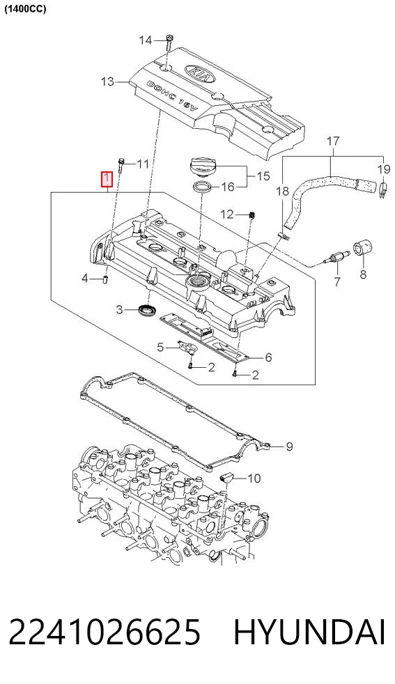 2241026625 Hyundai/Kia Tapa de culata