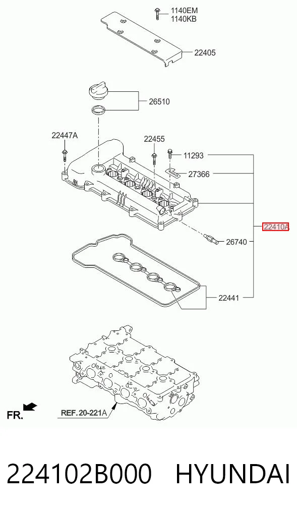 224102B000 Hyundai/Kia Tapa de culata