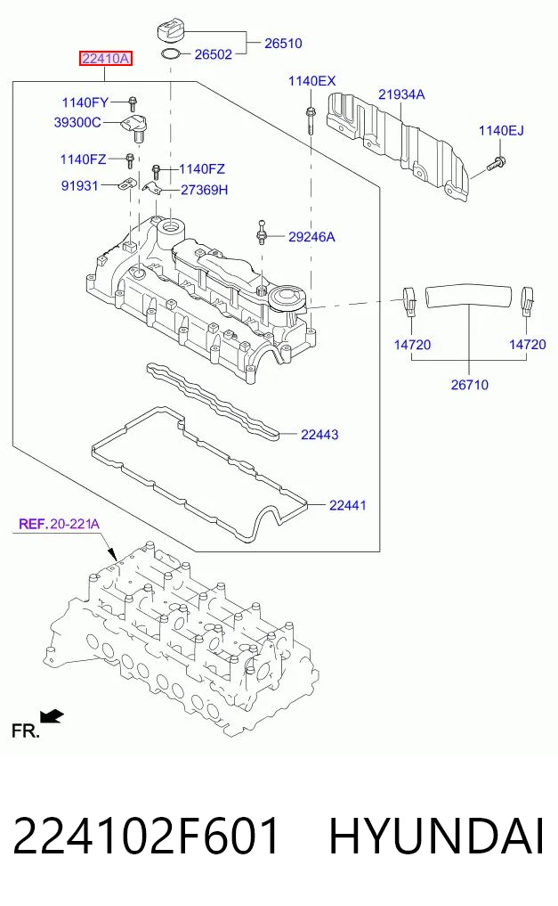 224102F601 Hyundai/Kia Tapa de culata