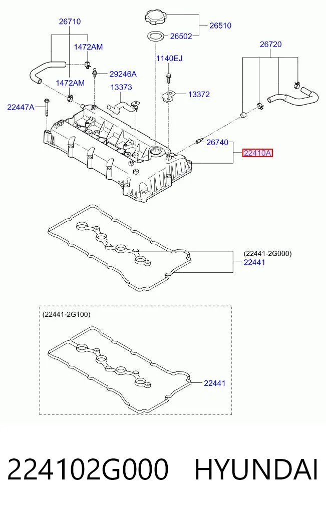 224102G000 Hyundai/Kia Tapa de culata