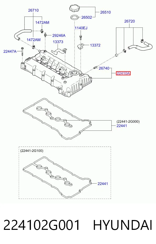 Tapa de balancines 224102G001 HYUNDAI