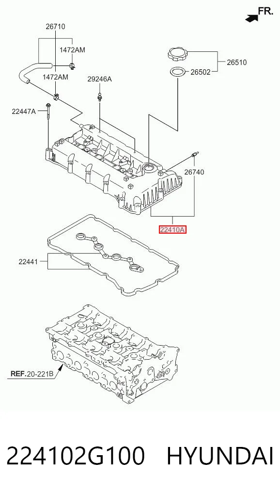 224102G100 Hyundai/Kia Tapa de culata