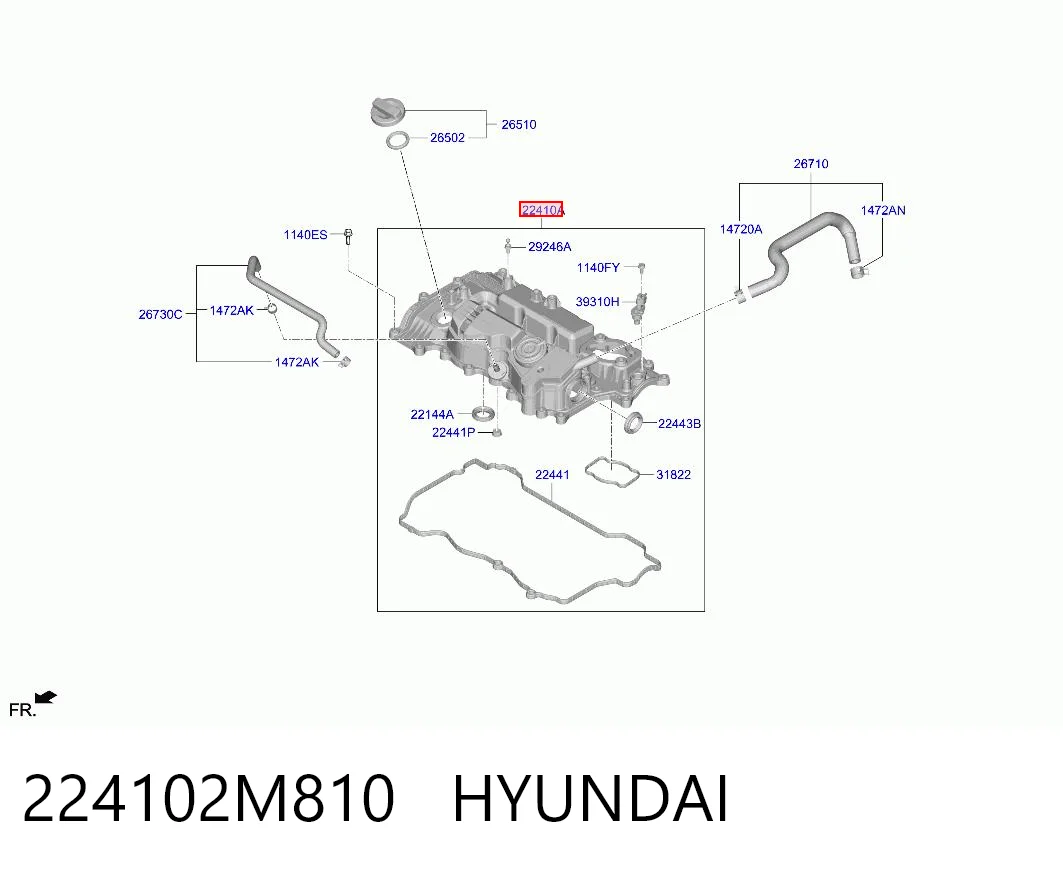 224102M810 Hyundai/Kia Tapa de culata
