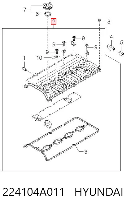 Tapa de balancines 224104A011 HYUNDAI