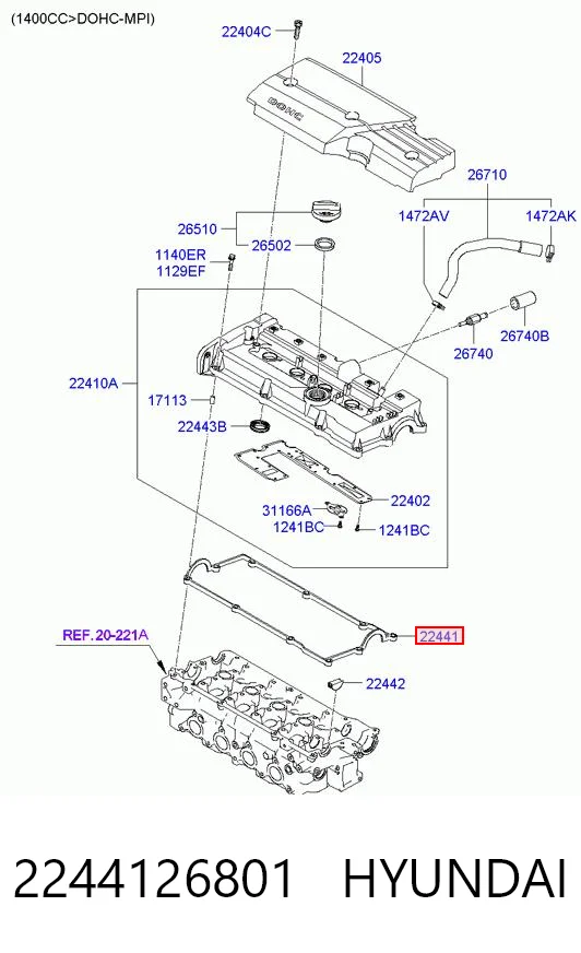 2244126801 Hyundai/Kia Junta de balancínes