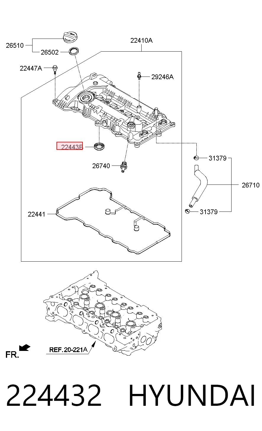224432 Hyundai/Kia Anillo de sellado del pozo de la bujía