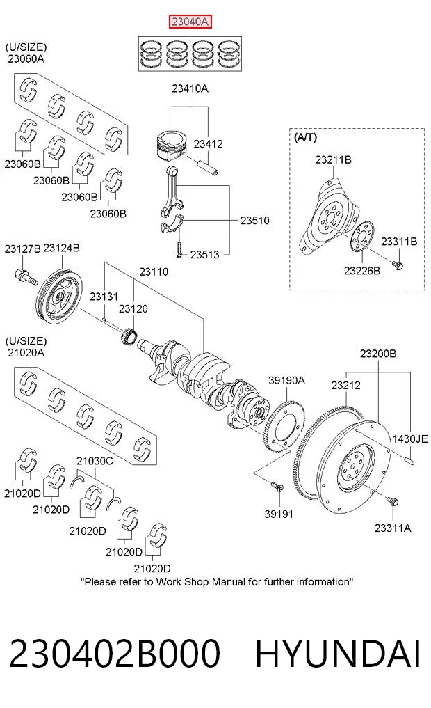 230402B000 Hyundai/Kia Juego de anillos de pistón, motor, STD