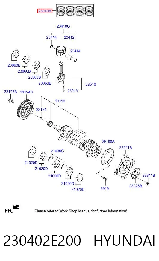 230402E200 Hyundai/Kia Juego de anillos de pistón, motor, STD