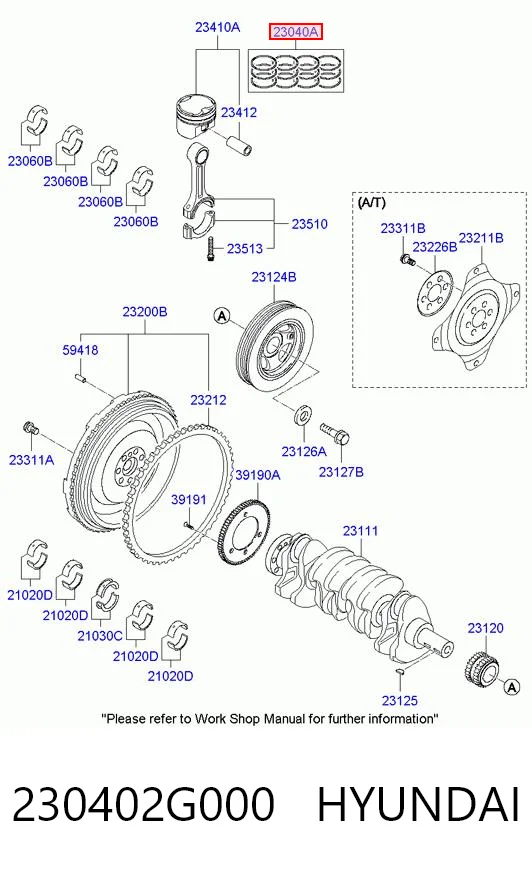 230402G000 Hyundai/Kia Juego de anillos de pistón, motor, STD