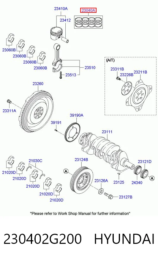 230402G200 Hyundai/Kia Juego de anillos de pistón, motor, STD