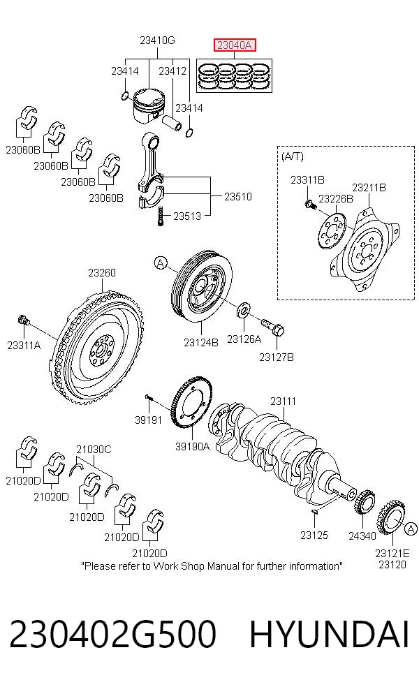 230402G500 Hyundai/Kia Juego de anillos de pistón, motor, STD