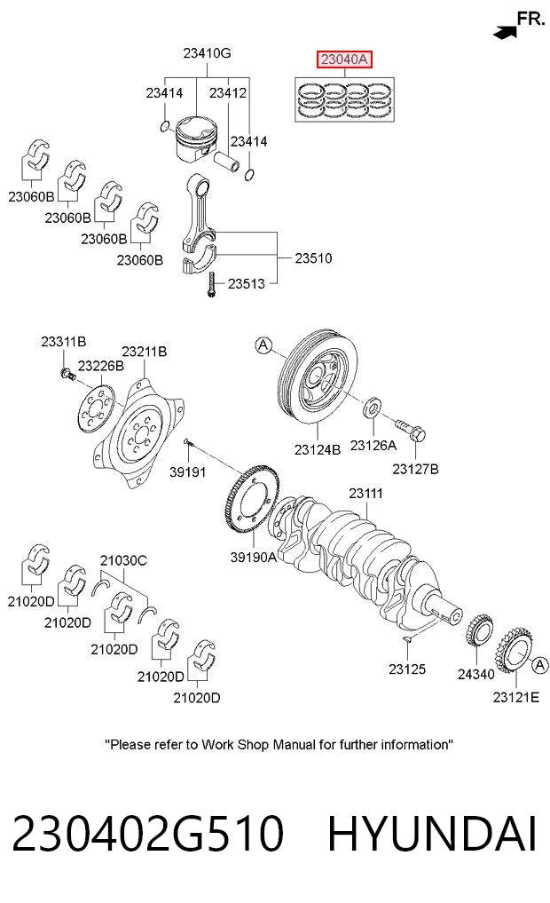 230402G510 Hyundai/Kia Juego de anillos de pistón, motor, STD