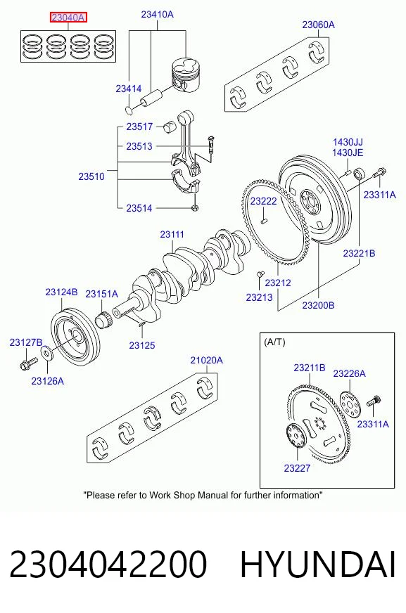 Juego de anillos de pistón, motor, STD 2304042200 HYUNDAI