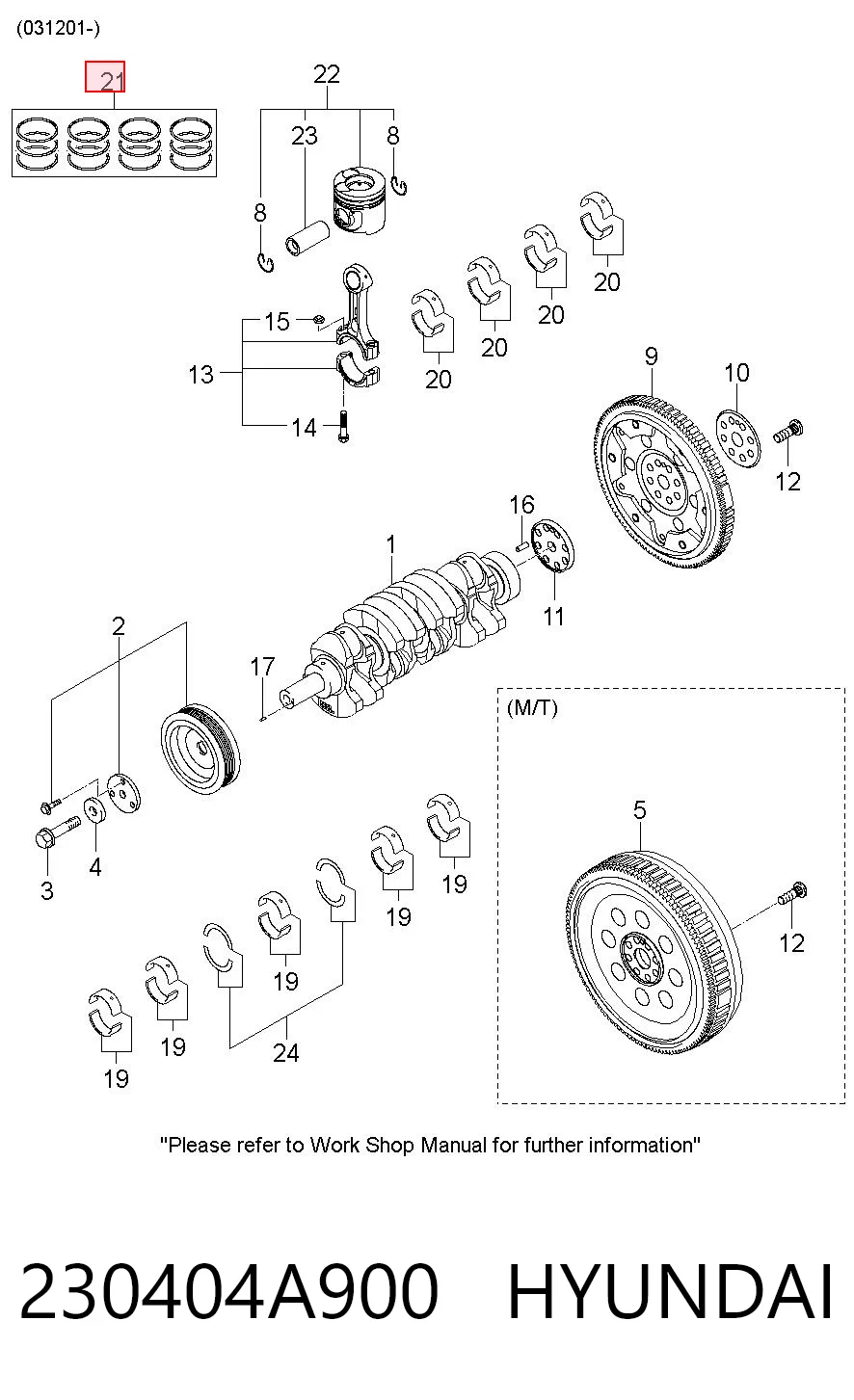 230404A900 Hyundai/Kia Juego de anillos de pistón, motor, STD