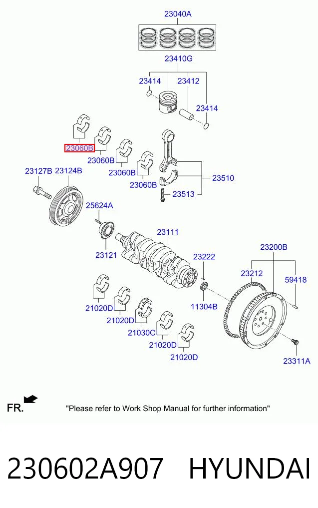 230602A907 Hyundai/Kia Juego de cojinetes de biela, estándar (STD)