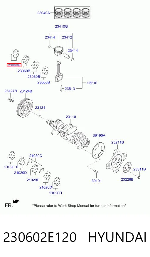 230602E120 Hyundai/Kia Juego de cojinetes de biela, estándar (STD)