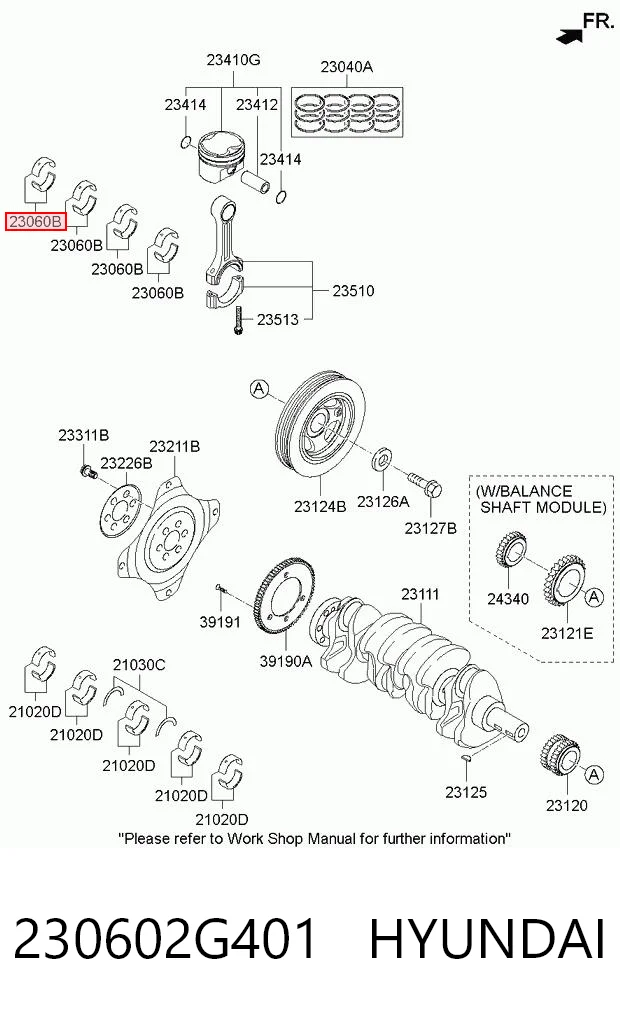 230602G401 Hyundai/Kia Juego de cojinetes de biela, estándar (STD)