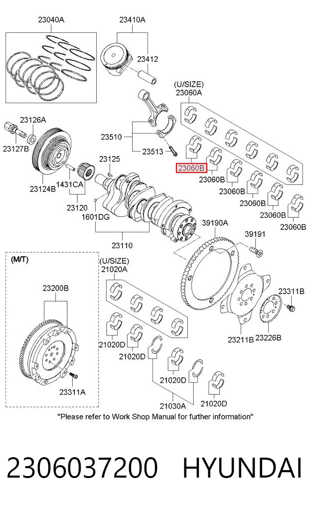 2306037200 Hyundai/Kia Juego de cojinetes de biela, estándar (STD)