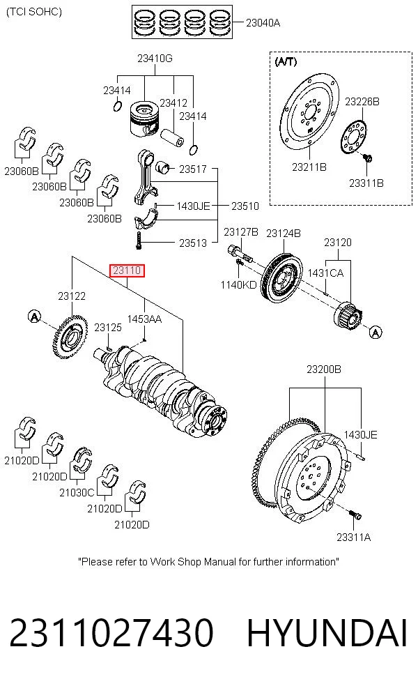 Cigüeñal del motor KIA Cerato I