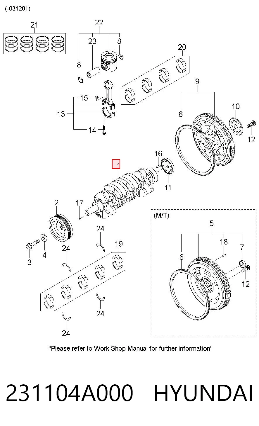 Cigüeñal 231104A000 HYUNDAI