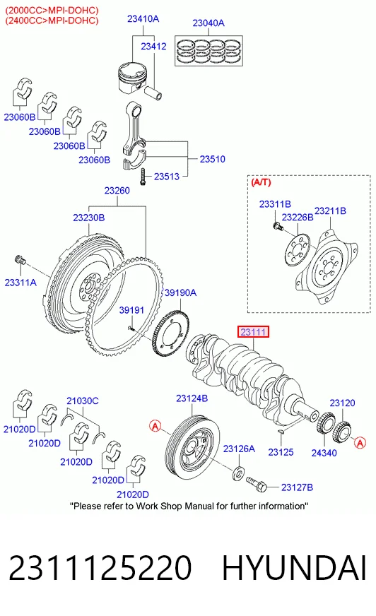 2311125220 Hyundai/Kia Cigüeñal