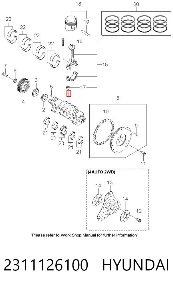 2311126100 Hyundai/Kia Cigüeñal