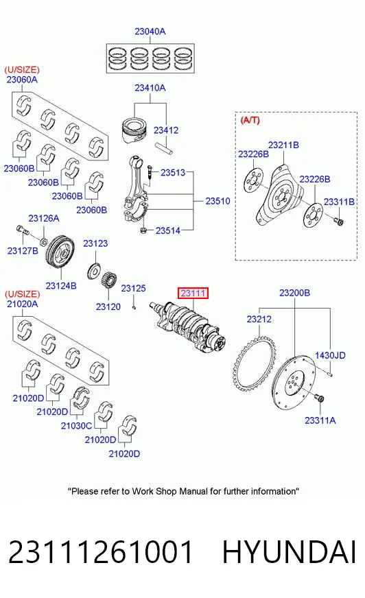 23111261001 Hyundai/Kia Cigüeñal