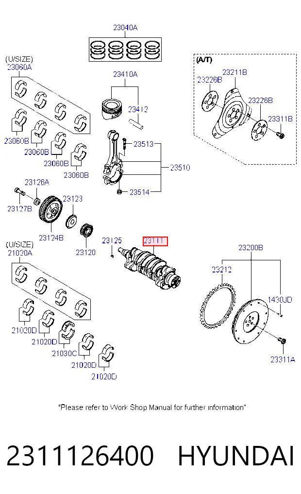 2311126400 Hyundai/Kia Cigüeñal