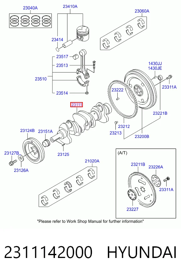 Cigüeñal para Hyundai H100  P