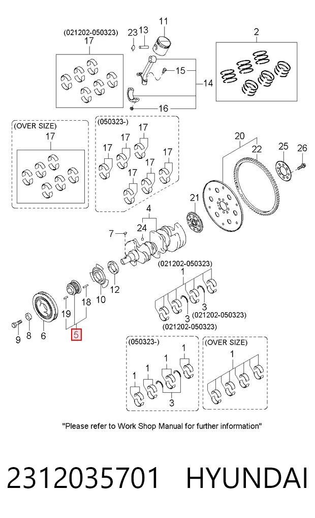 2312035701 Hyundai/Kia Piñón del cigüeñal 