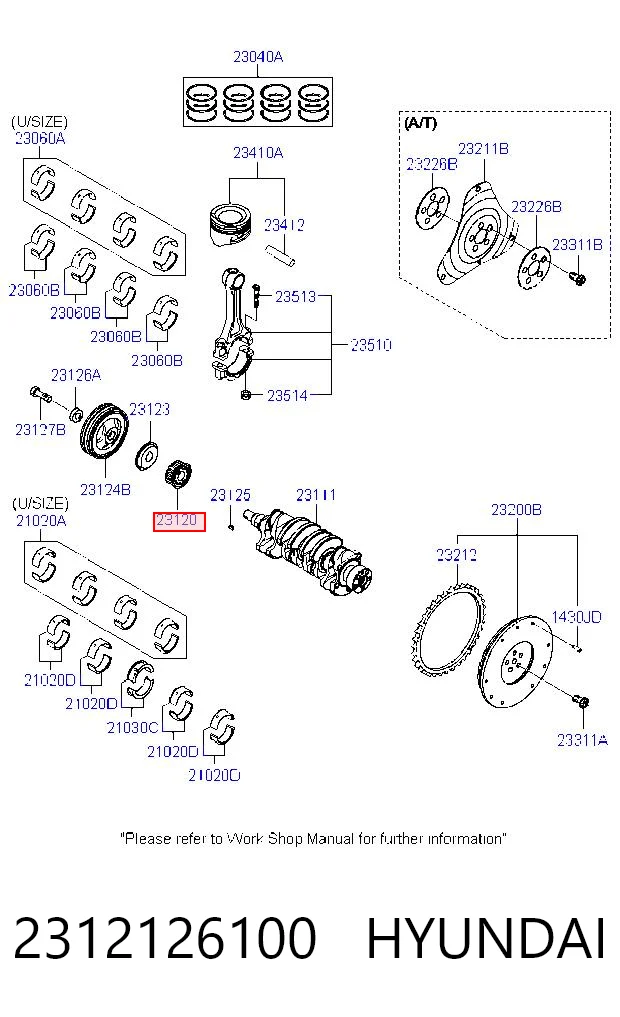 2312126100 Hyundai/Kia Piñón del cigüeñal 