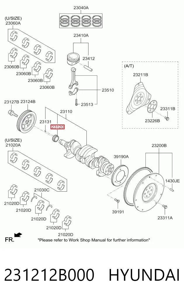 231212B000 Hyundai/Kia Piñón del cigüeñal 