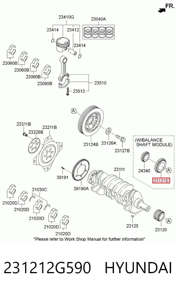 231212G590 Hyundai/Kia Piñón del cigüeñal 