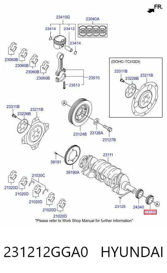 231212GGA0 Hyundai/Kia Piñón del cigüeñal 