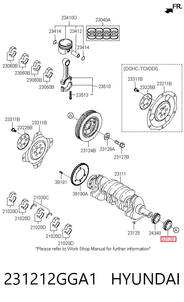 231212GGA1 Hyundai/Kia Piñón del cigüeñal 