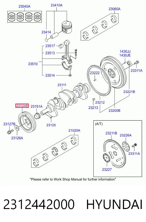 Polea de cigüeñal para Hyundai H100 P