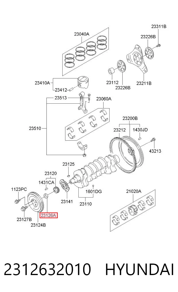 2312632010 Hyundai/Kia Arandela de cigüeñal