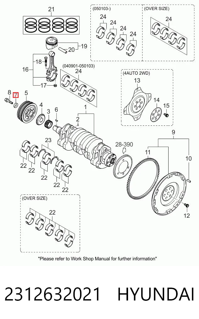 2312632021 Hyundai/Kia Arandela de cigüeñal