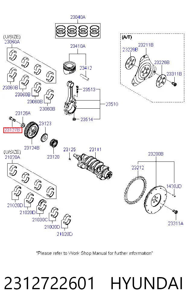 2312722601 Hyundai/Kia Perno de la polea del cigüeñal