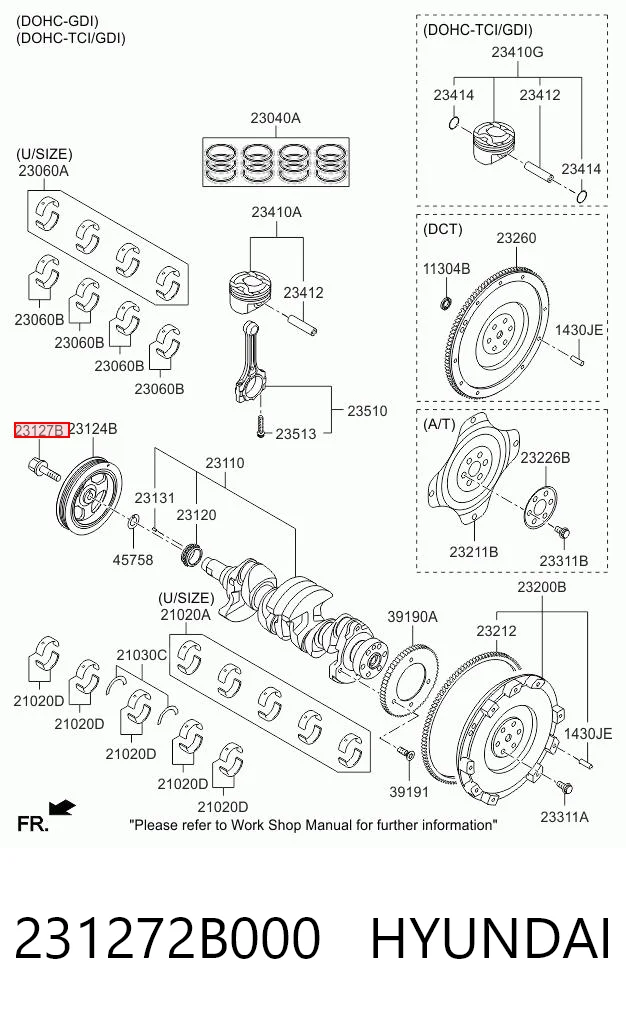 231272B000 Hyundai/Kia Perno de la polea del cigüeñal