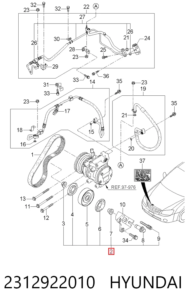 Rodillo tensor de la correa de transmisión 2312922010 HYUNDAI