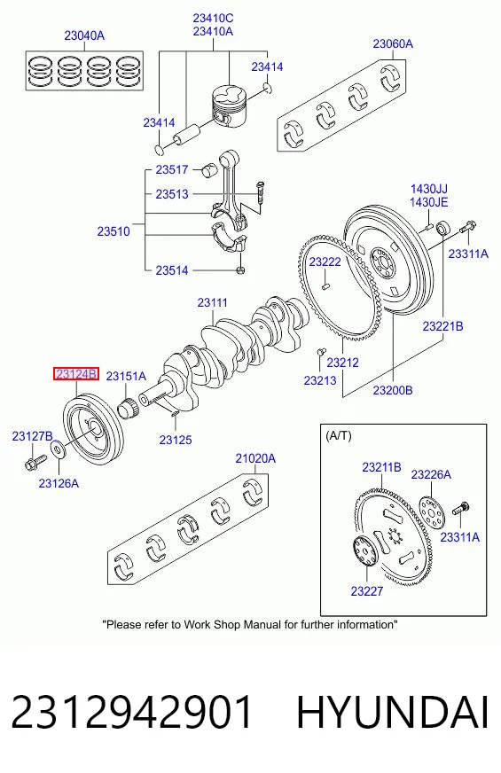 Polea del cigüeñal 2312942901 HYUNDAI