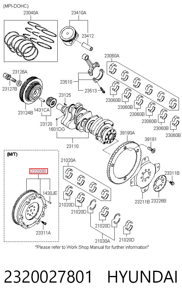 Volante de motor 2320027801 HYUNDAI