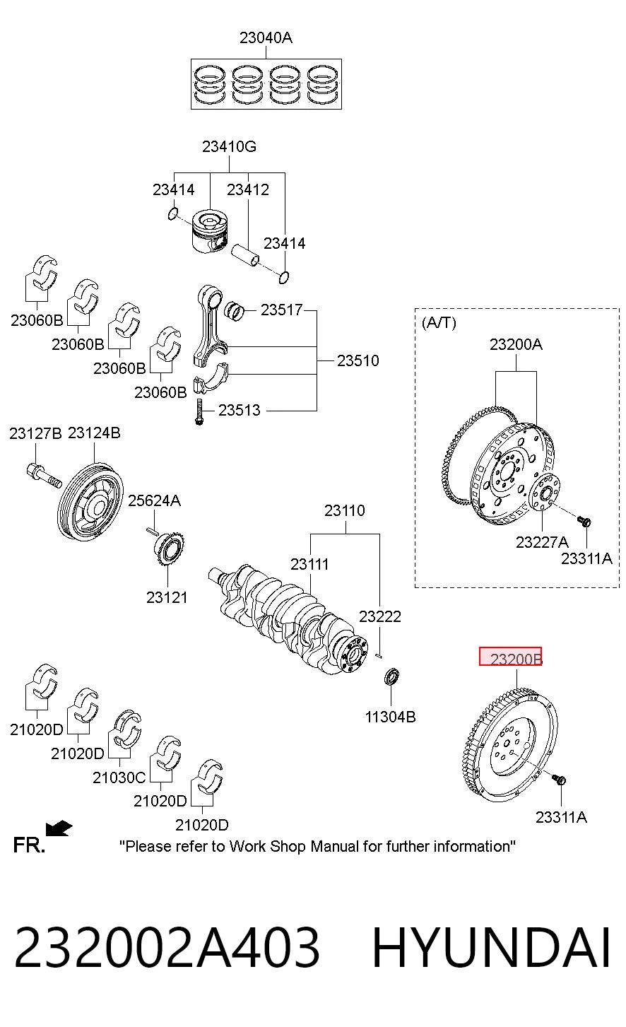 Volante de motor 232002A403 HYUNDAI