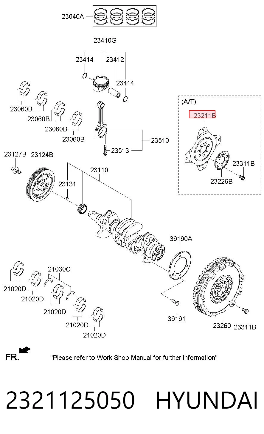 2321125050 Hyundai/Kia Volante de motor