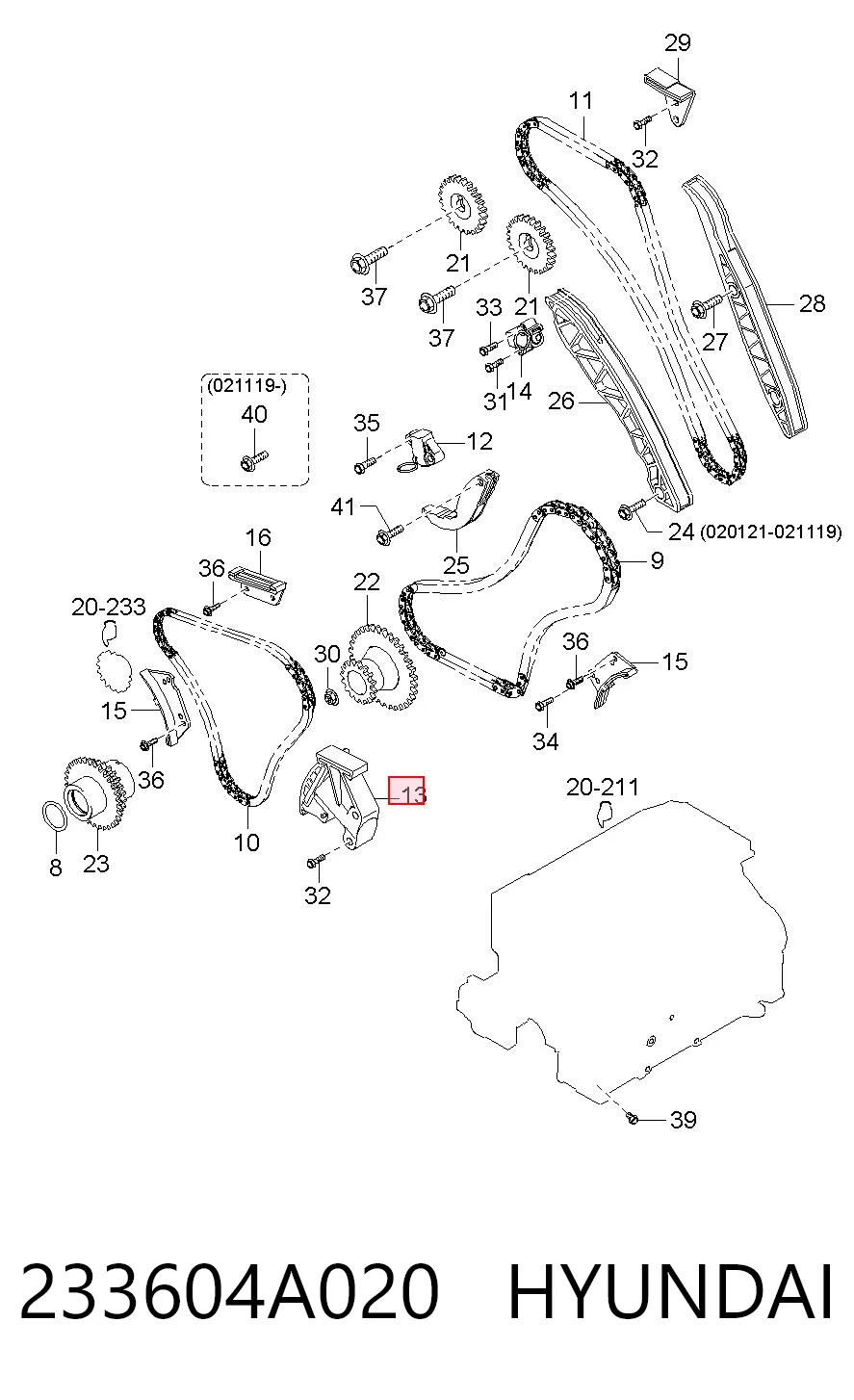 233604A020 Hyundai/Kia Tensor de cadena de bomba de aceite